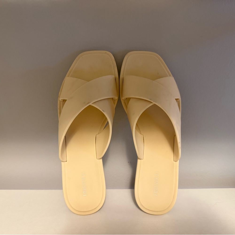 Forever 21 Cream Cross-Strap Sandals